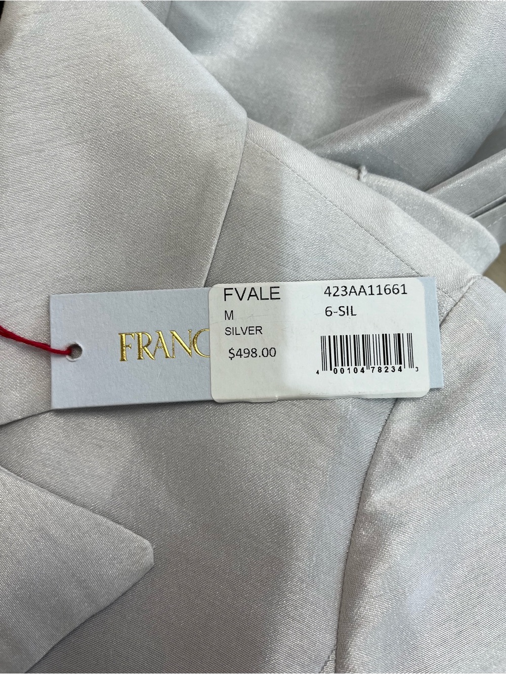 Frances Valentine Silver Shimmer Midi Wrap Dress with Tie Waist - Picture 3 of 3